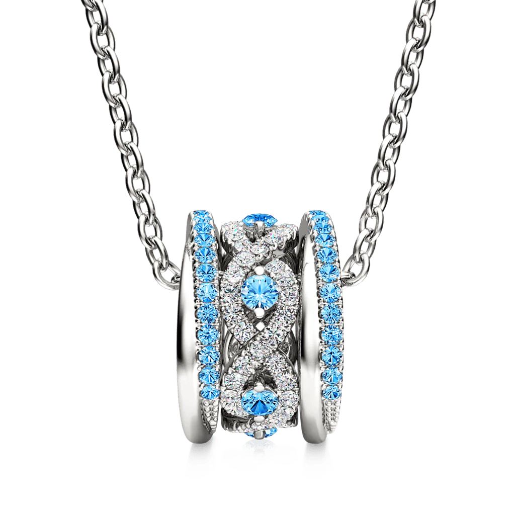 Gnoce Paved Intertwined Drum Necklace Platinum-plated Silver Blend - Image 2