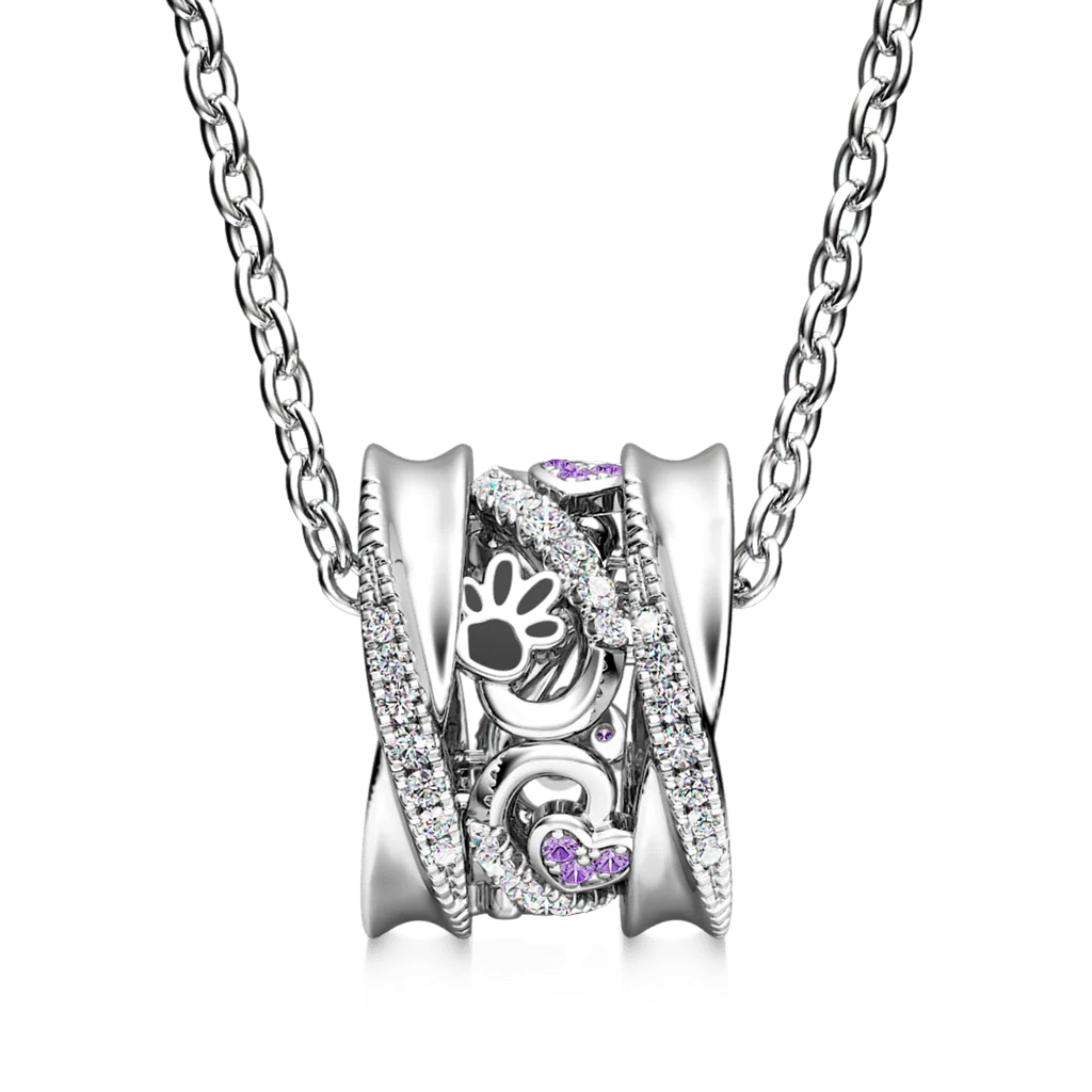 Gnoce Paws Love Heart Twisted Drum Necklace Platinum-plated Silver Blend - Image 2