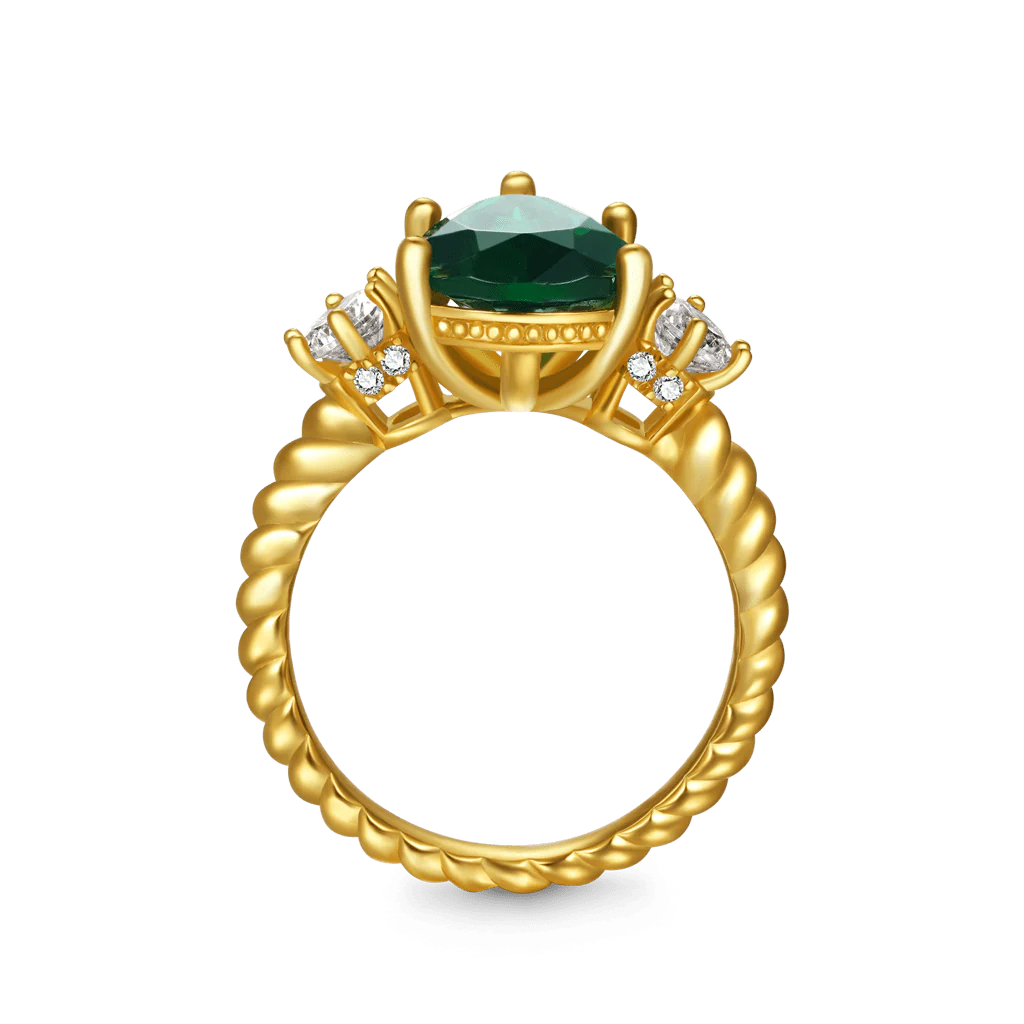 Gnoce Pear-cut Emerald Three-stone Ring Platinum-plated Silver Blend - Image 2