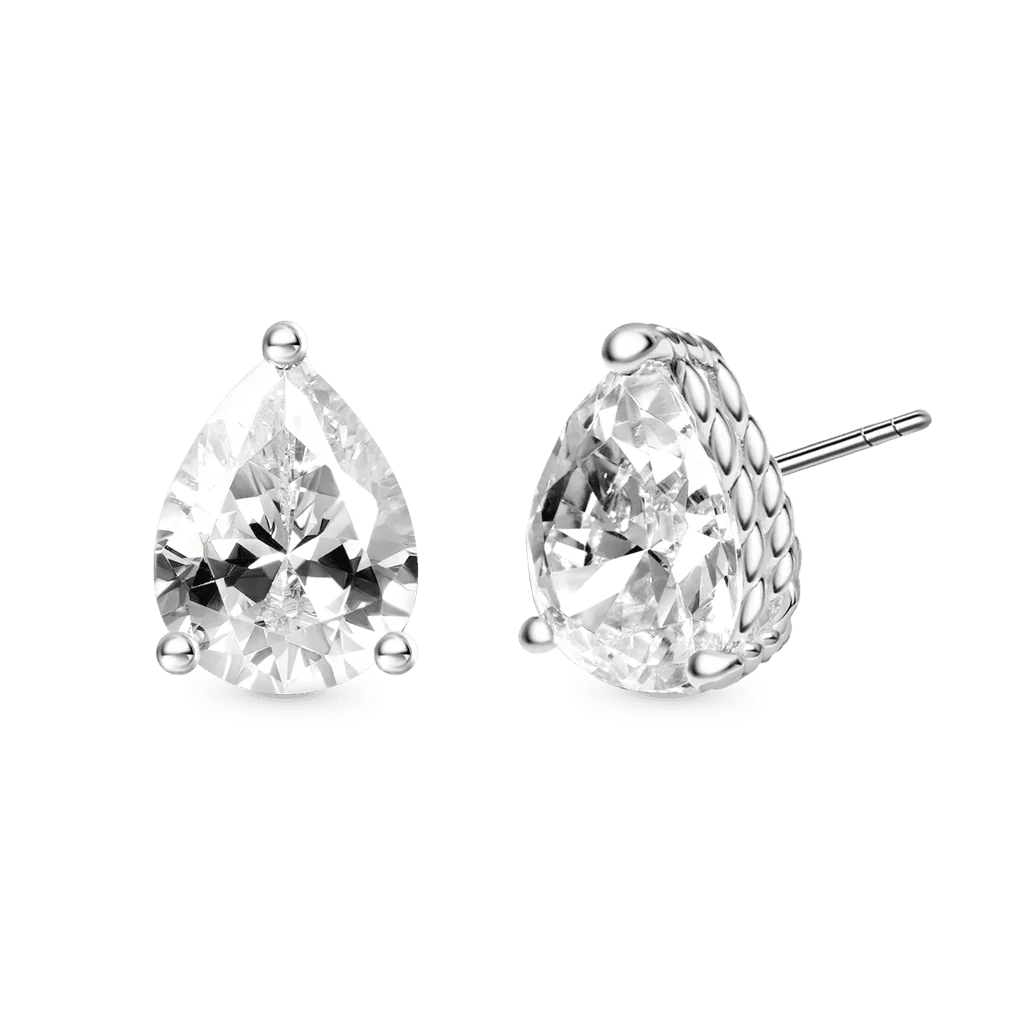 Gnoce Pear Cut Twisted Rope Earrings Platinum-plated Silver Blend