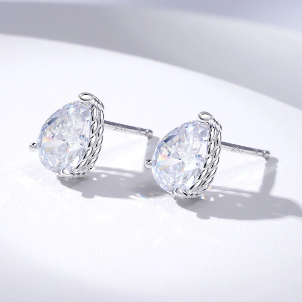 Gnoce Pear Cut Twisted Rope Earrings Platinum-plated Silver Blend - Image 3