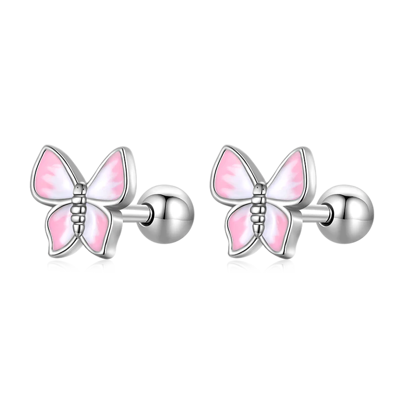 Gnoce Pink Butterfly Stud Earrings