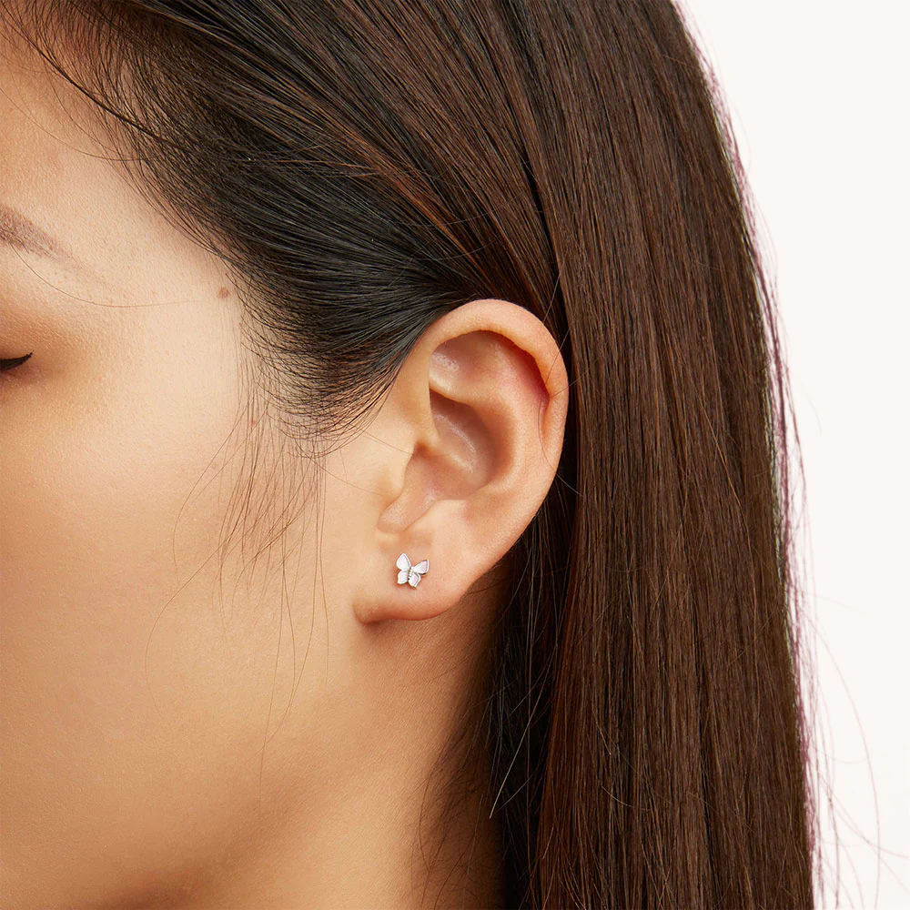 Gnoce Pink Butterfly Stud Earrings - Image 4
