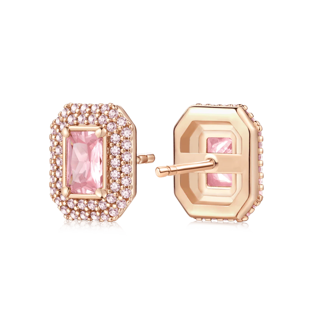 Gnoce Rose Gold Square Stud Earrings Platinum-plated Silver Blend - Image 2
