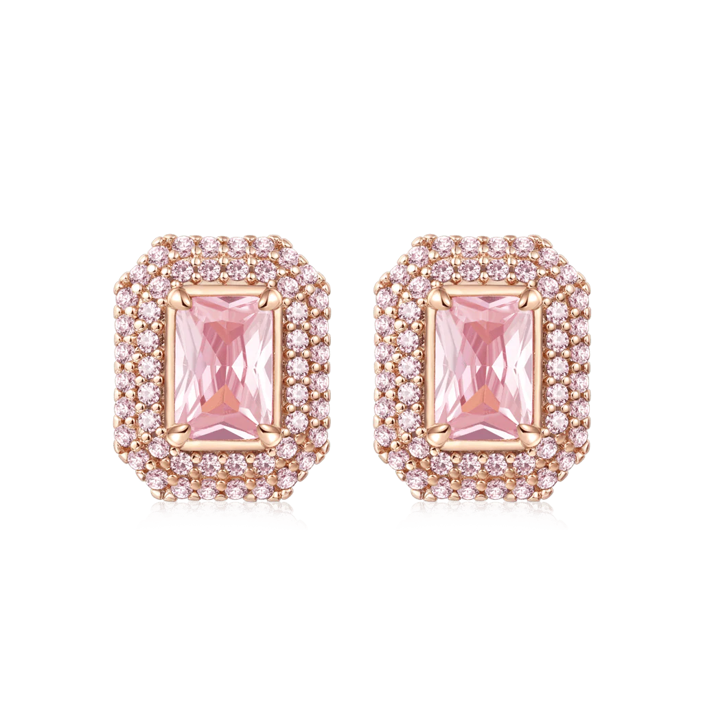 Gnoce Rose Gold Square Stud Earrings Platinum-plated Silver Blend - Image 3