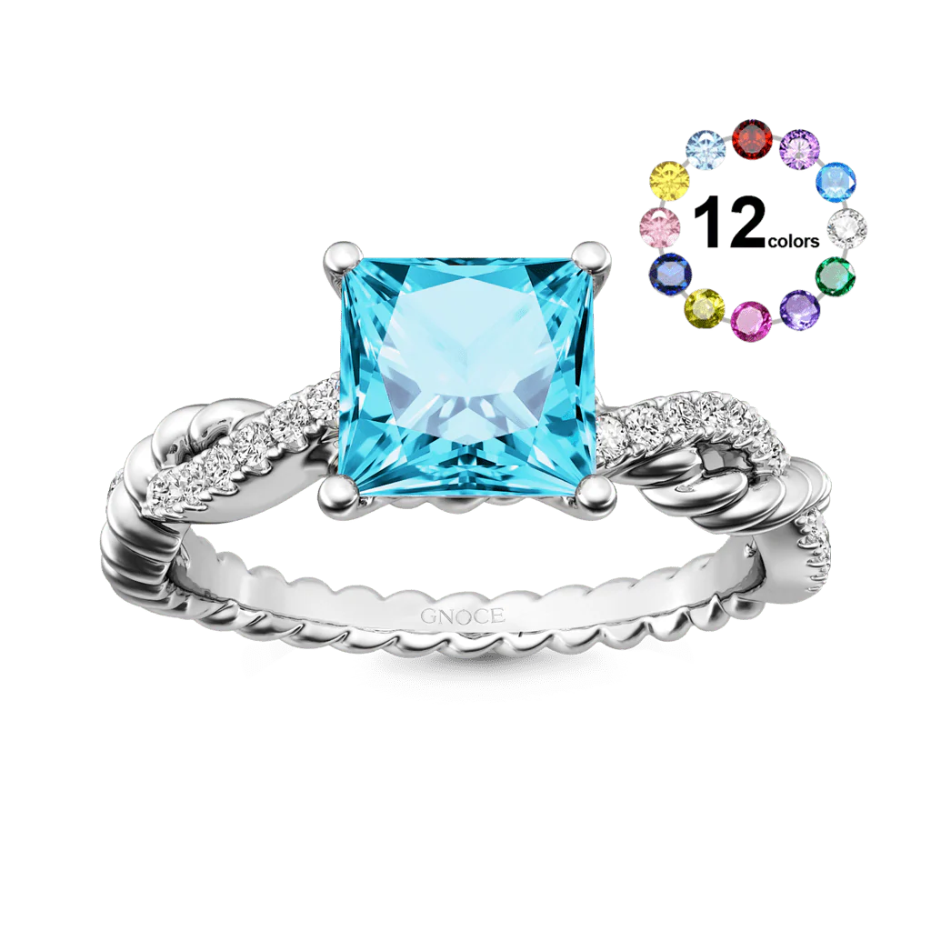 Gnoce Princess Cut Twisted Infinity Engagement Ring