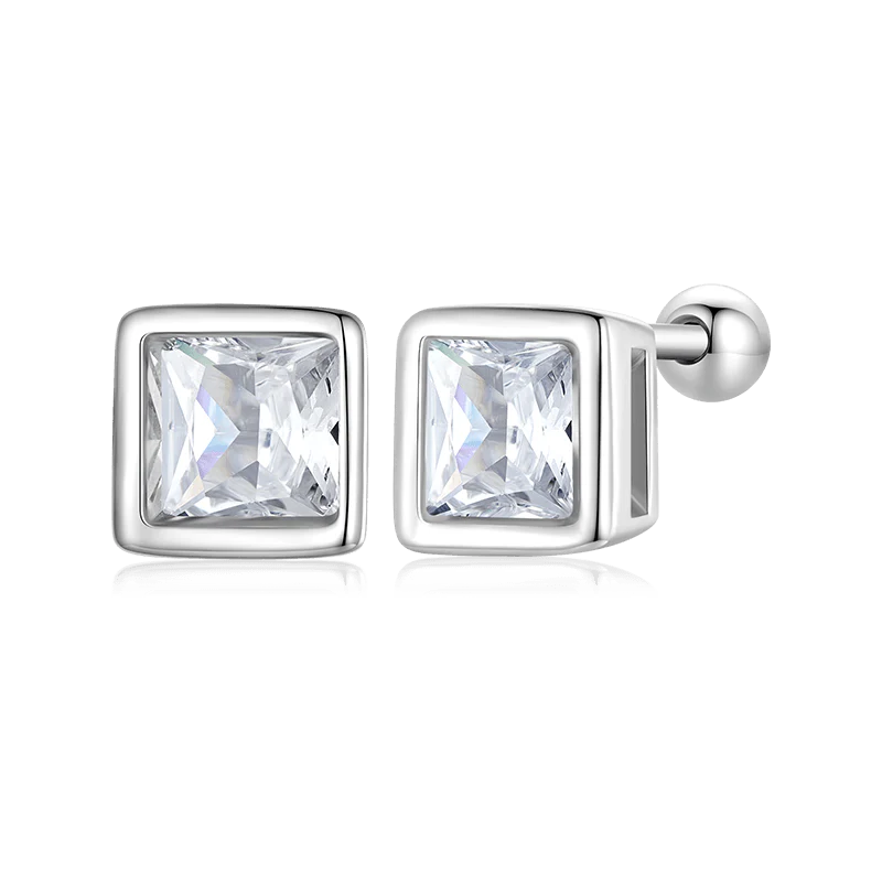 Gnoce Princess Cut Zircon Stud Earrings