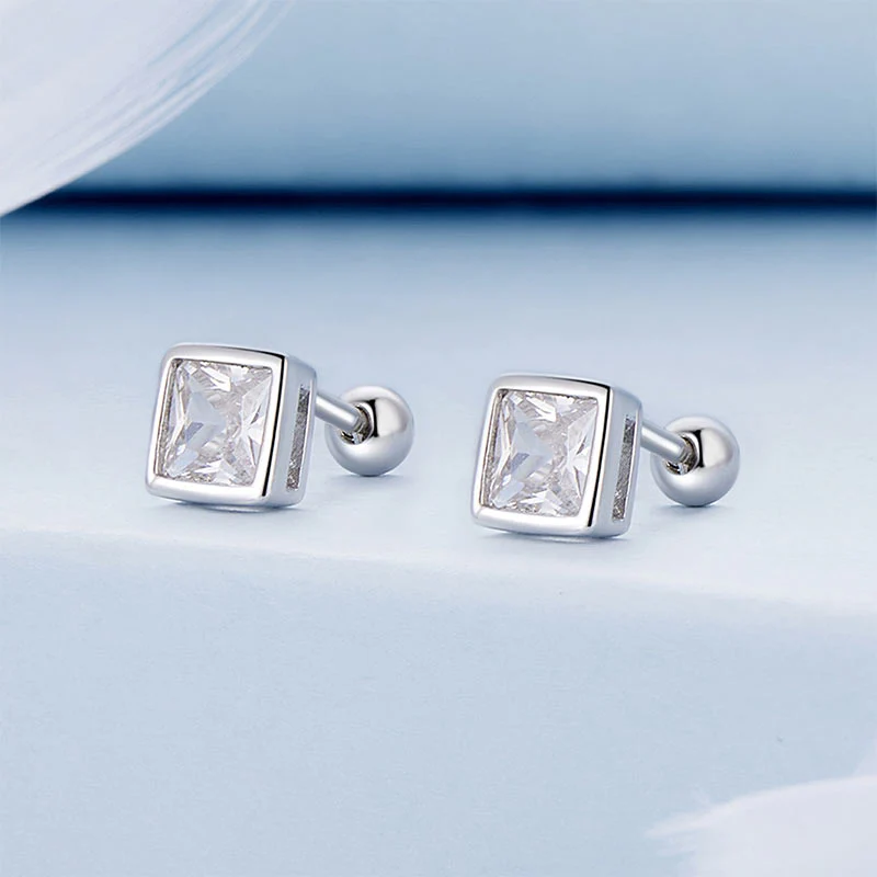 Gnoce Princess Cut Zircon Stud Earrings - Image 2