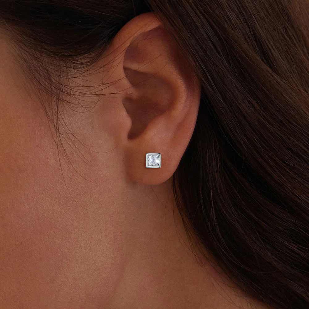 Gnoce Princess Cut Zircon Stud Earrings - Image 4