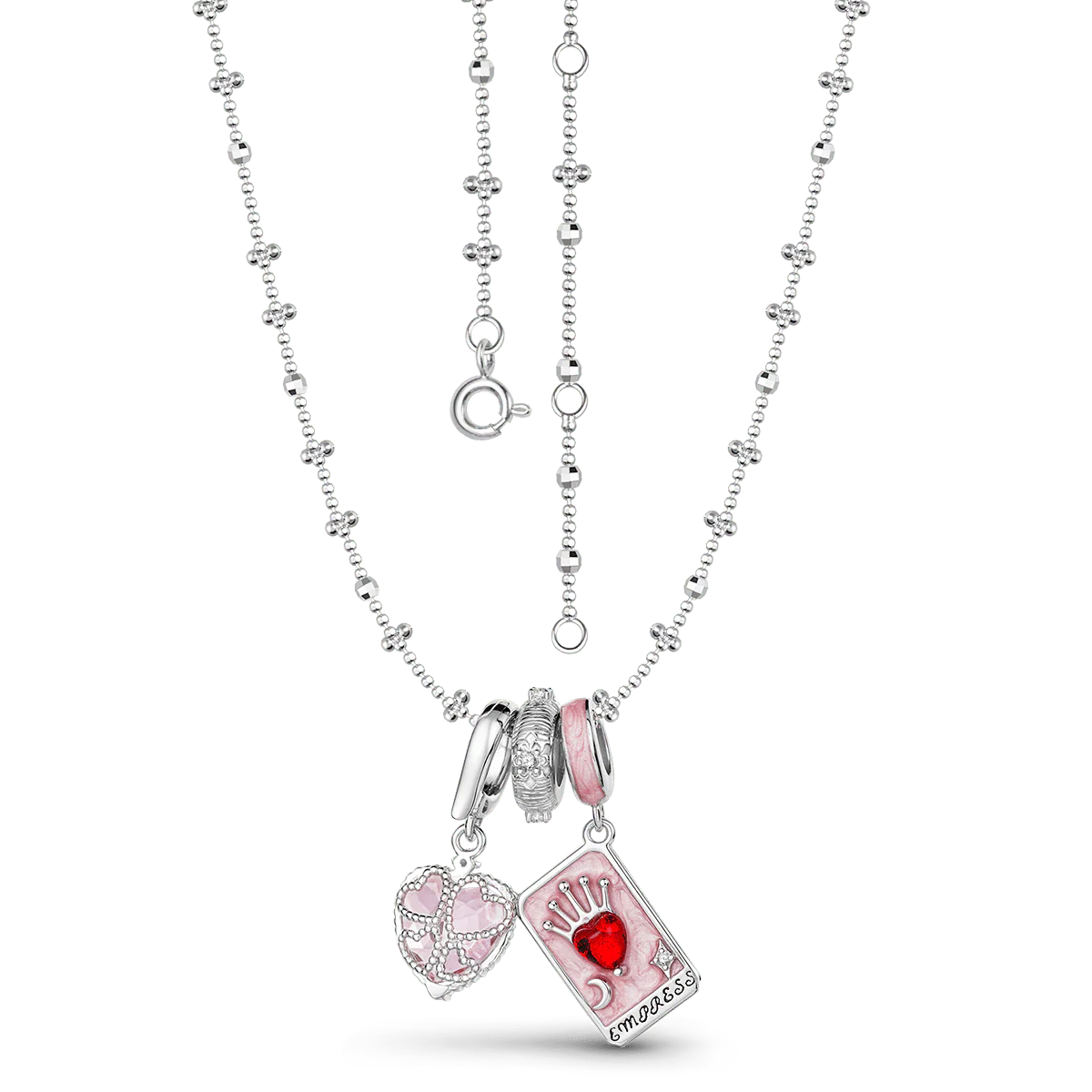 Gnoce Queen Tarot and Heart Charm Pendant Necklace Set - Image 4