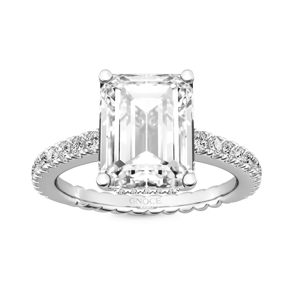 Gnoce Radiant-cut Side Stone Ring Platinum-plated Silver Blend