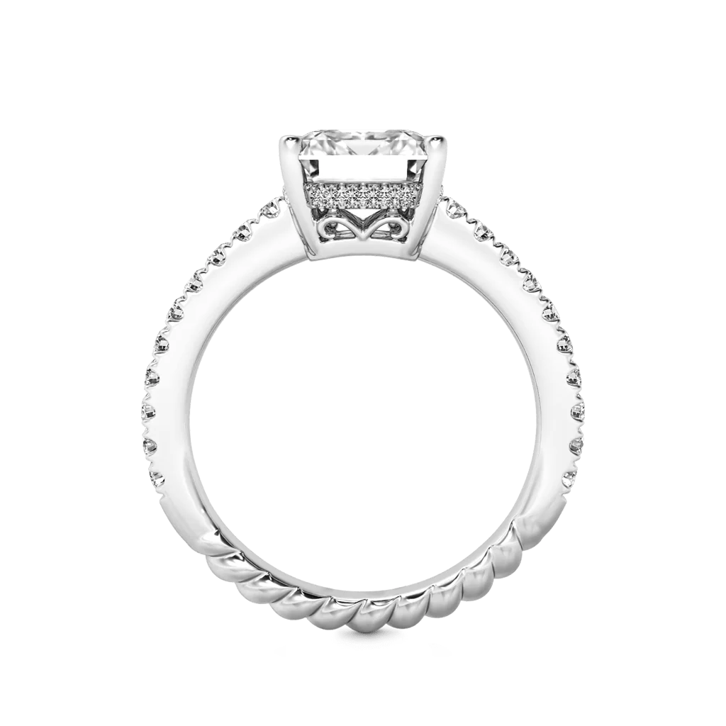 Gnoce Radiant-cut Side Stone Ring Platinum-plated Silver Blend - Image 3