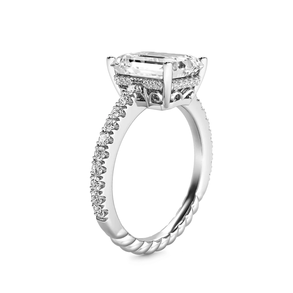 Gnoce Radiant-cut Side Stone Ring Platinum-plated Silver Blend - Image 4