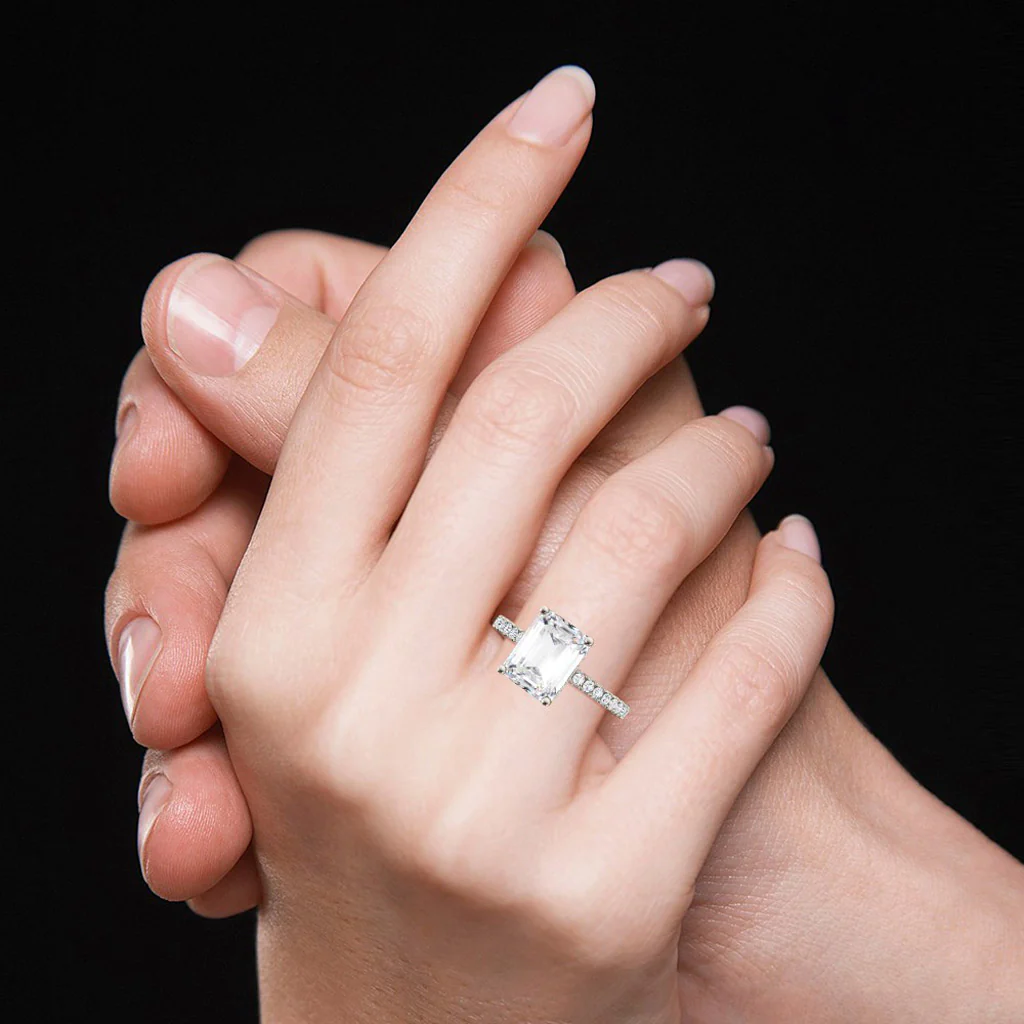 Gnoce Radiant-cut Side Stone Ring Platinum-plated Silver Blend - Image 6
