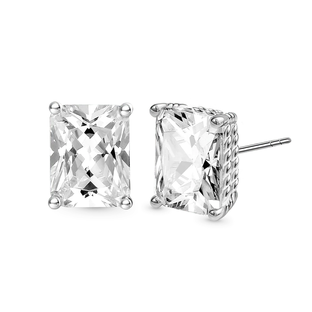 Gnoce Radiant Cut Twisted Rope Earrings Platinum-plated Silver Blend
