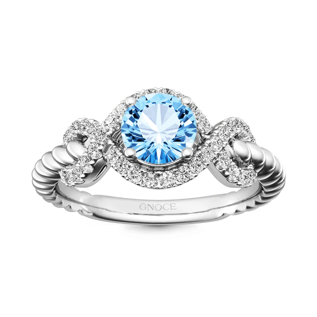Gnoce Round Cut Twist Infinity Birthstone Ring