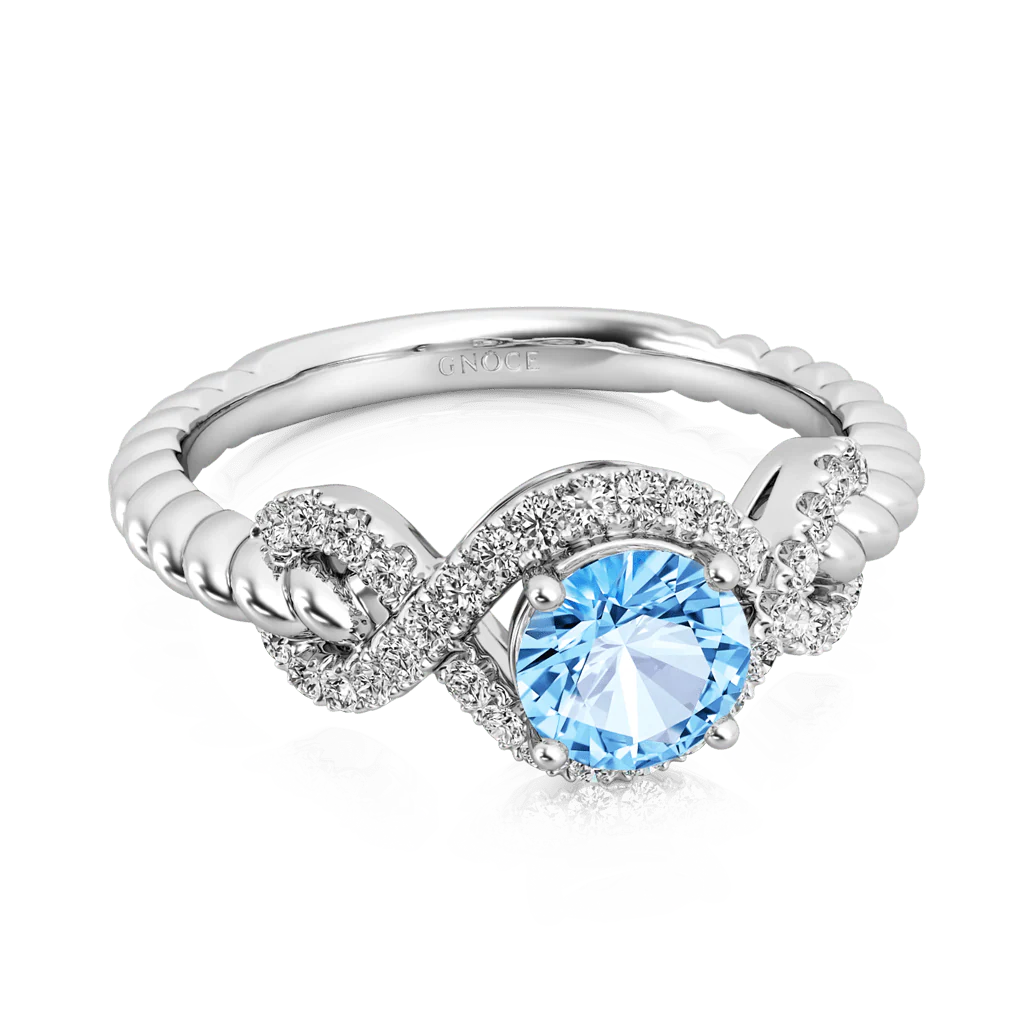 Gnoce Round Cut Twist Infinity Birthstone Ring - Image 4
