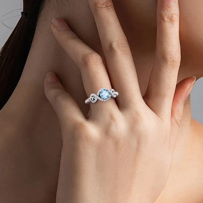 Gnoce Round Cut Twist Infinity Birthstone Ring - Image 7