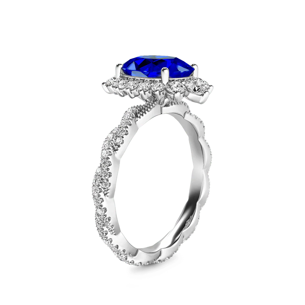 Gnoce Sapphire Cluster Halo Twisted Ring Platinum-plated Silver Blend - Image 3