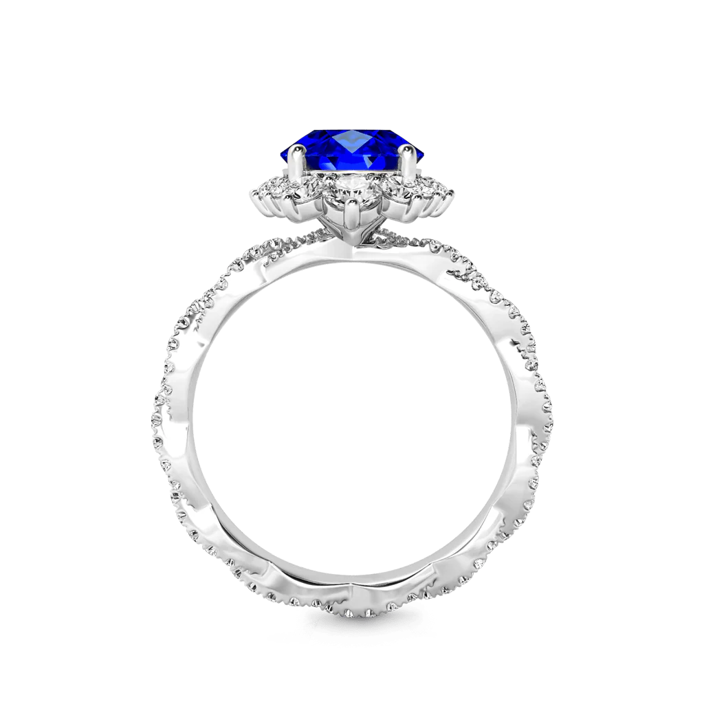 Gnoce Sapphire Cluster Halo Twisted Ring Platinum-plated Silver Blend - Image 4