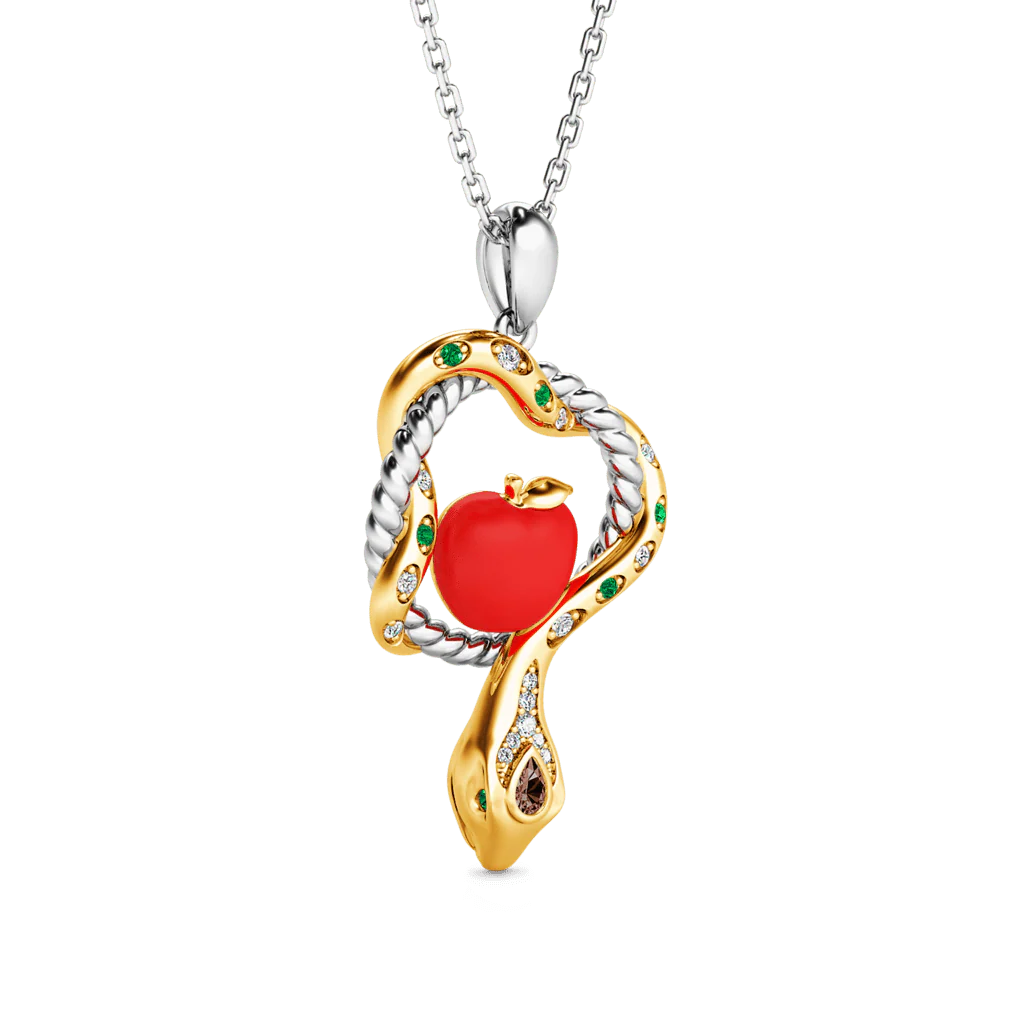 Gnoce Serpent and Forbidden Fruit Necklace Platinum-plated Silver Blend - Image 3