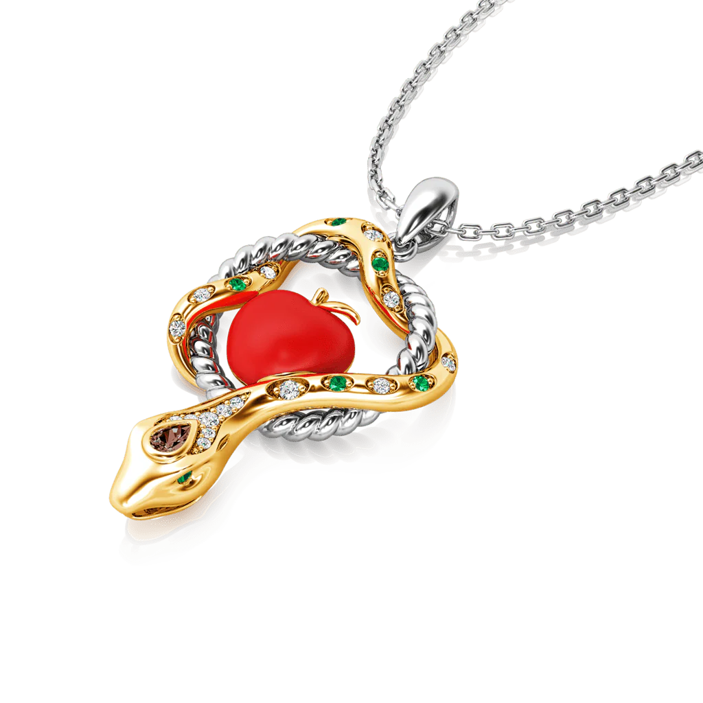 Gnoce Serpent and Forbidden Fruit Necklace Platinum-plated Silver Blend - Image 4