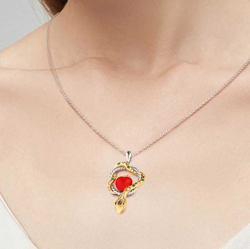 Gnoce Serpent and Forbidden Fruit Necklace Platinum-plated Silver Blend - Image 6