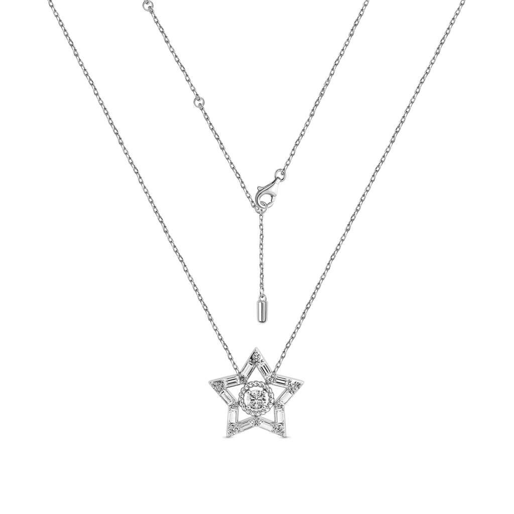 Gnoce Shiny Five-pointed Star Necklace Platinum-plated Silver Blend - Image 2