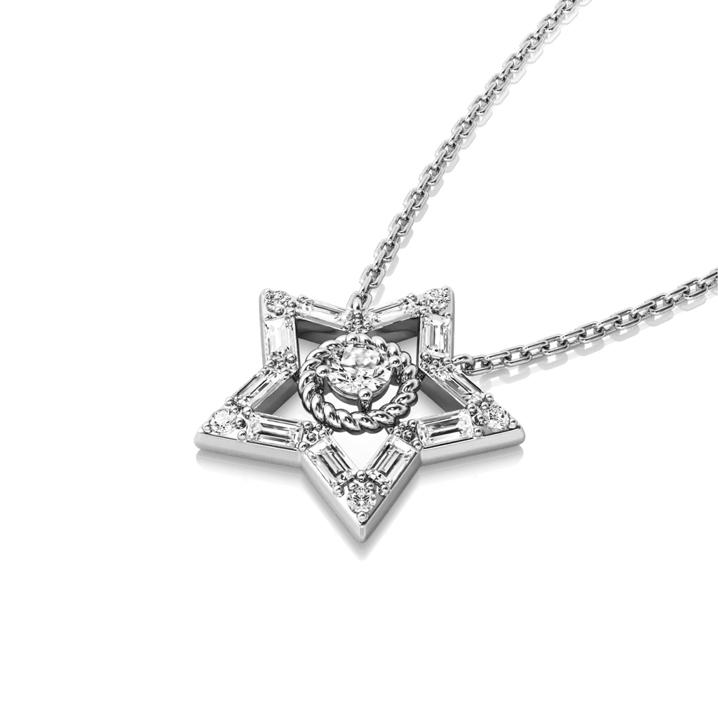 Gnoce Shiny Five-pointed Star Necklace Platinum-plated Silver Blend - Image 3