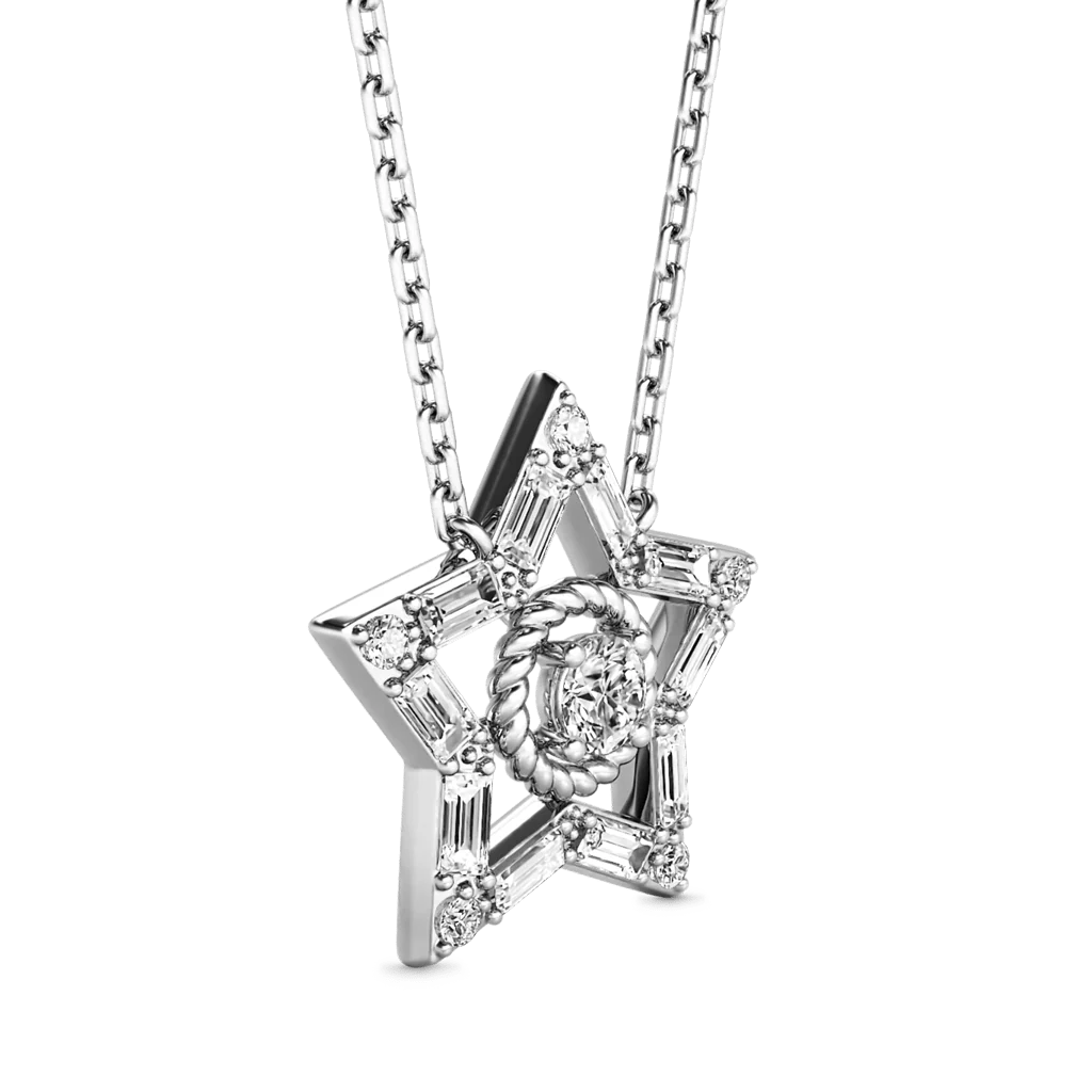 Gnoce Shiny Five-pointed Star Necklace Platinum-plated Silver Blend - Image 4