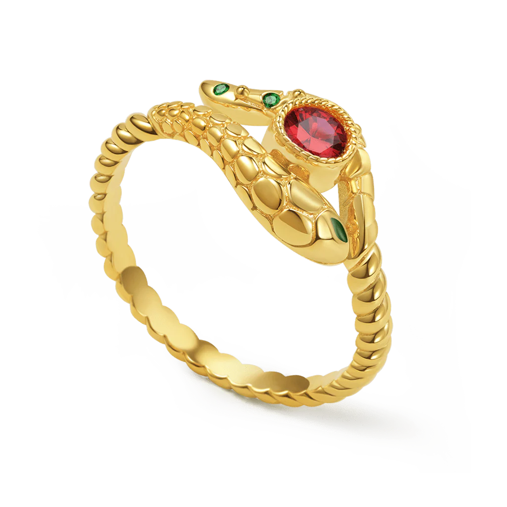 Gnoce Snake Wraps Gem Twisted Rope Ring Platinum-plated Silver Blend - Image 2