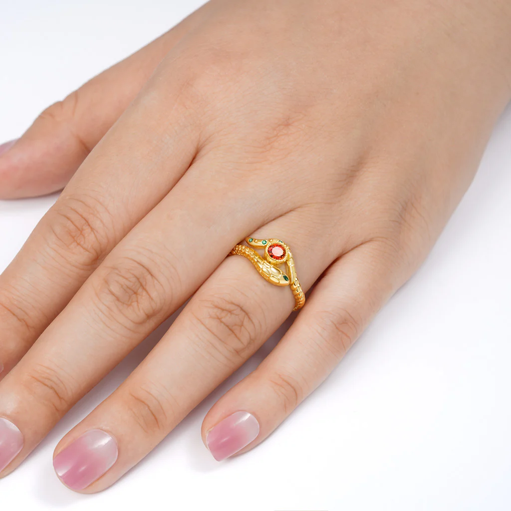 Gnoce Snake Wraps Gem Twisted Rope Ring Platinum-plated Silver Blend - Image 4