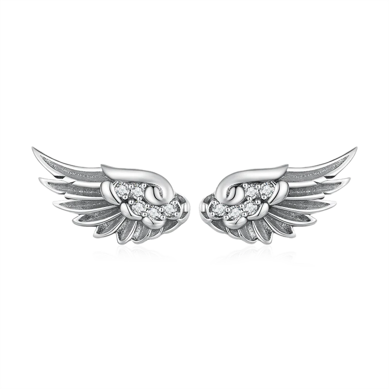 Gnoce Sparkling Angel Wing Stud Earrings