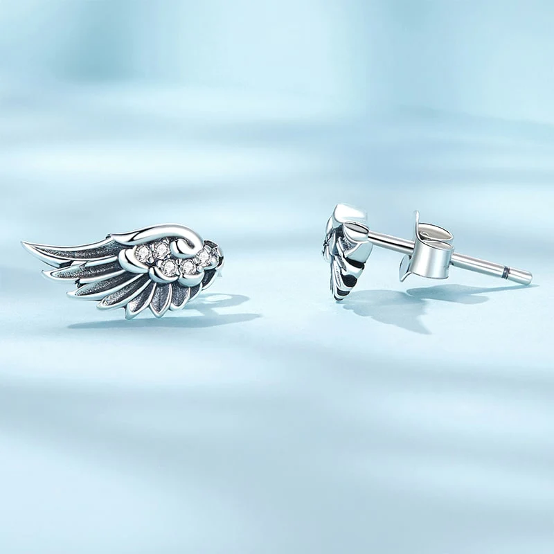 Gnoce Sparkling Angel Wing Stud Earrings - Image 2