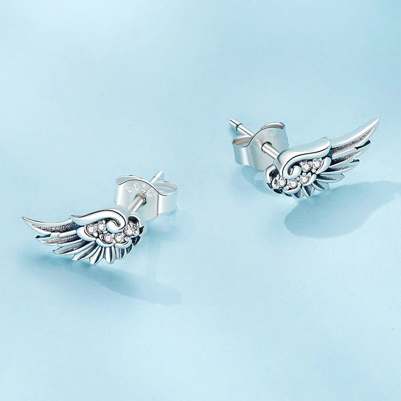 Gnoce Sparkling Angel Wing Stud Earrings - Image 3