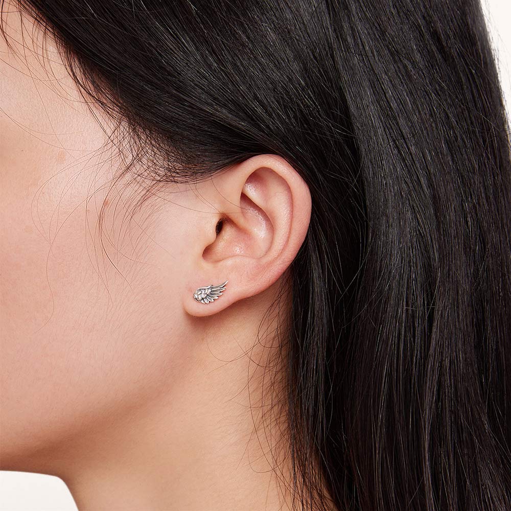 Gnoce Sparkling Angel Wing Stud Earrings - Image 4