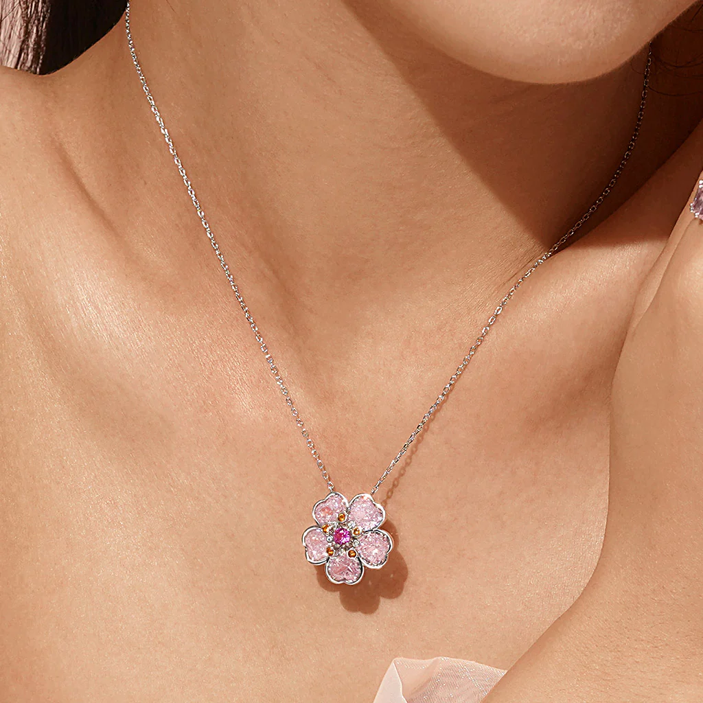 Gnoce Cherry Blossoms Necklace Platinum-plated Silver Blend - Image 7