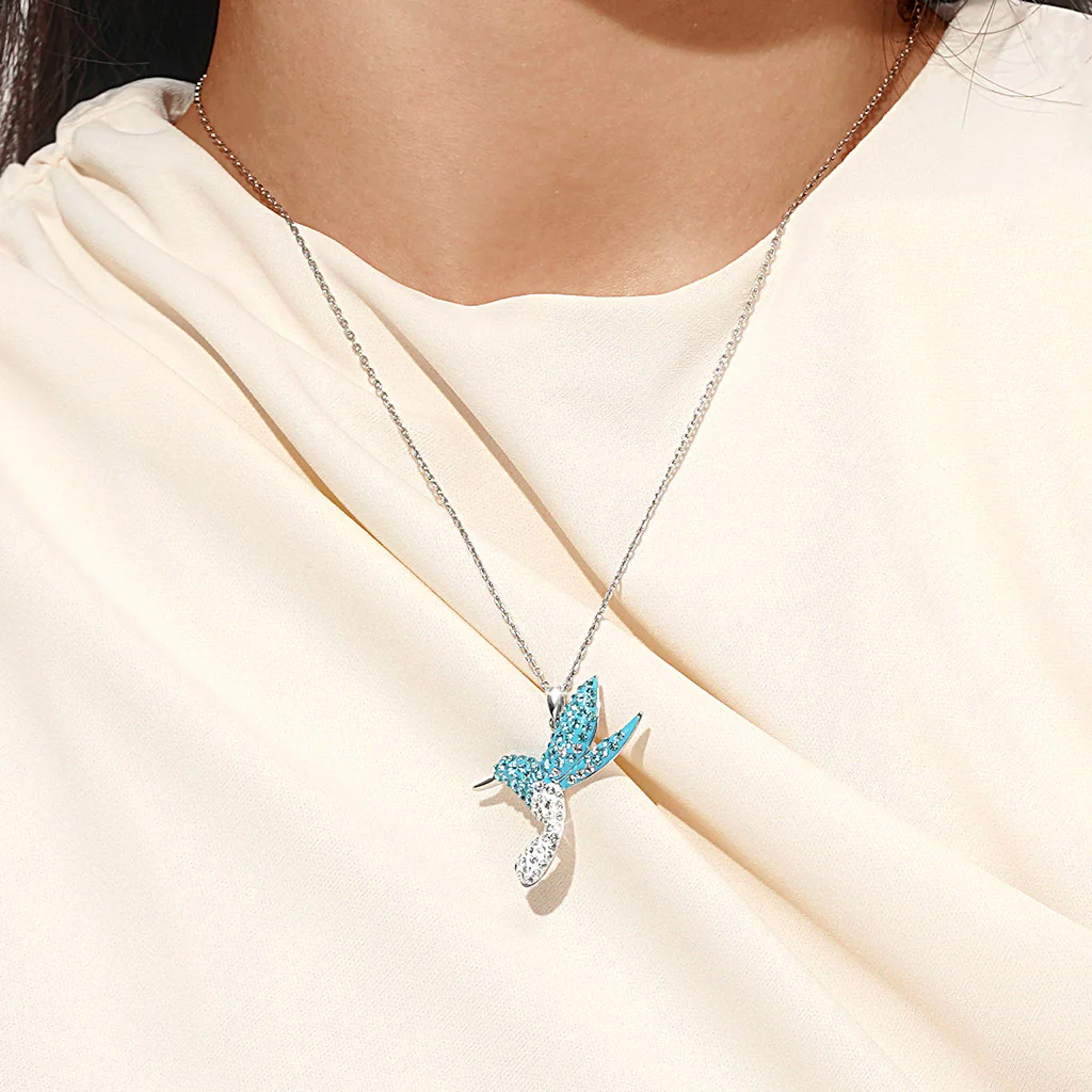 Gnoce Hummingbird Pavé Necklace Platinum-plated Silver Blend - Image 7