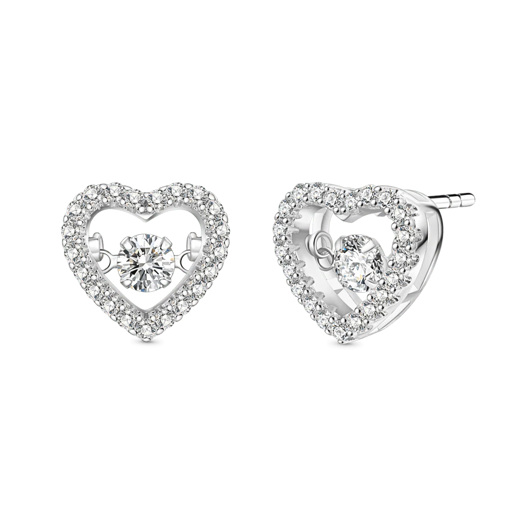 Gnoce Pavé Heart Dancing Earrings Platinum-plated Silver Blend - Image 2