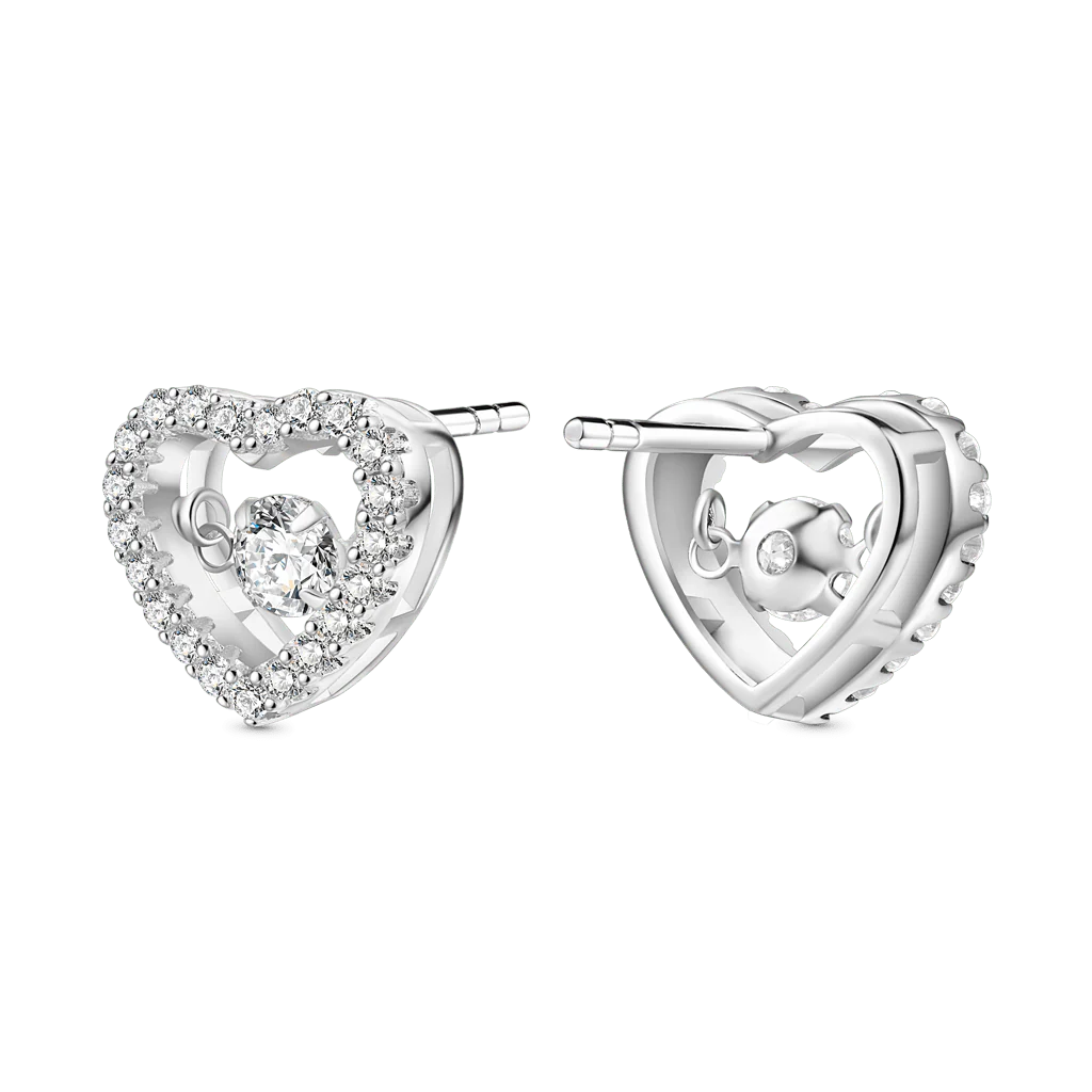 Gnoce Pavé Heart Dancing Earrings Platinum-plated Silver Blend - Image 3