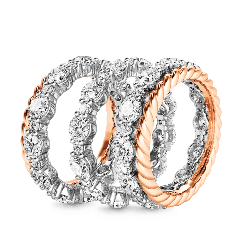 Gnoce Two-tone Paved Trio Ring Set Platinum-plated Silver Blend - Image 2