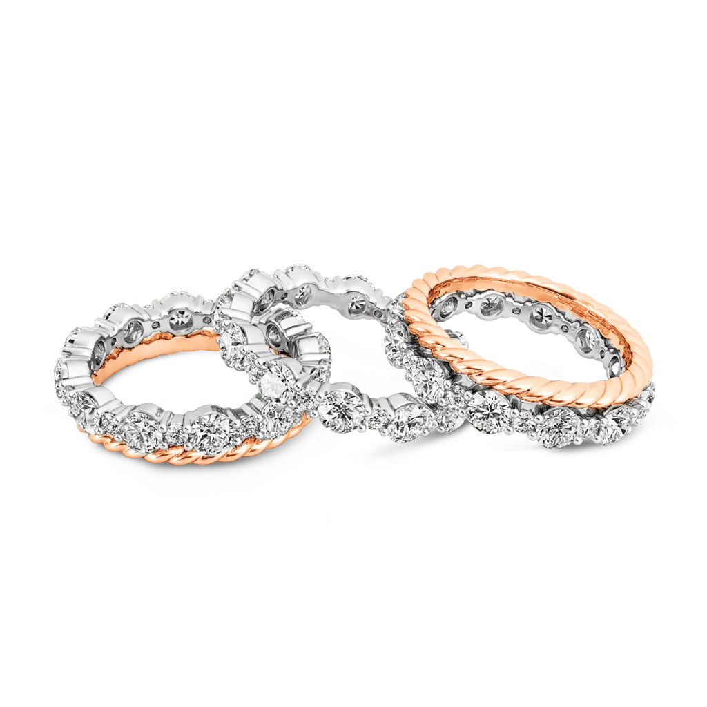 Gnoce Two-tone Paved Trio Ring Set Platinum-plated Silver Blend - Image 3