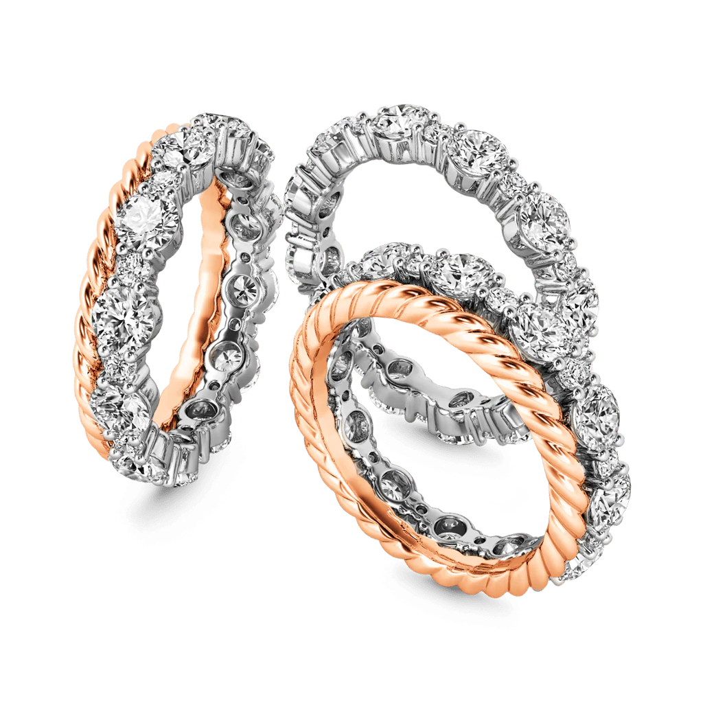 Gnoce Two-tone Paved Trio Ring Set Platinum-plated Silver Blend - Image 4