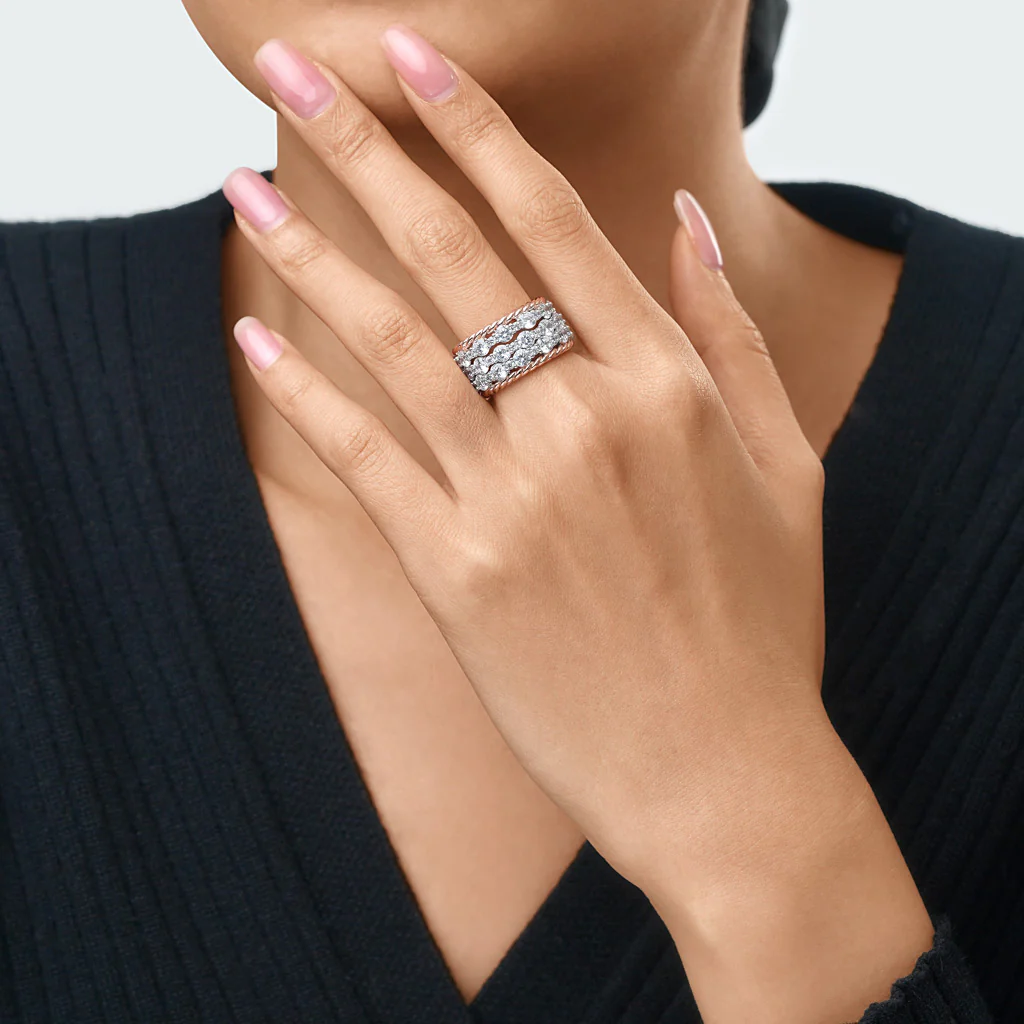 Gnoce Two-tone Paved Trio Ring Set Platinum-plated Silver Blend - Image 6