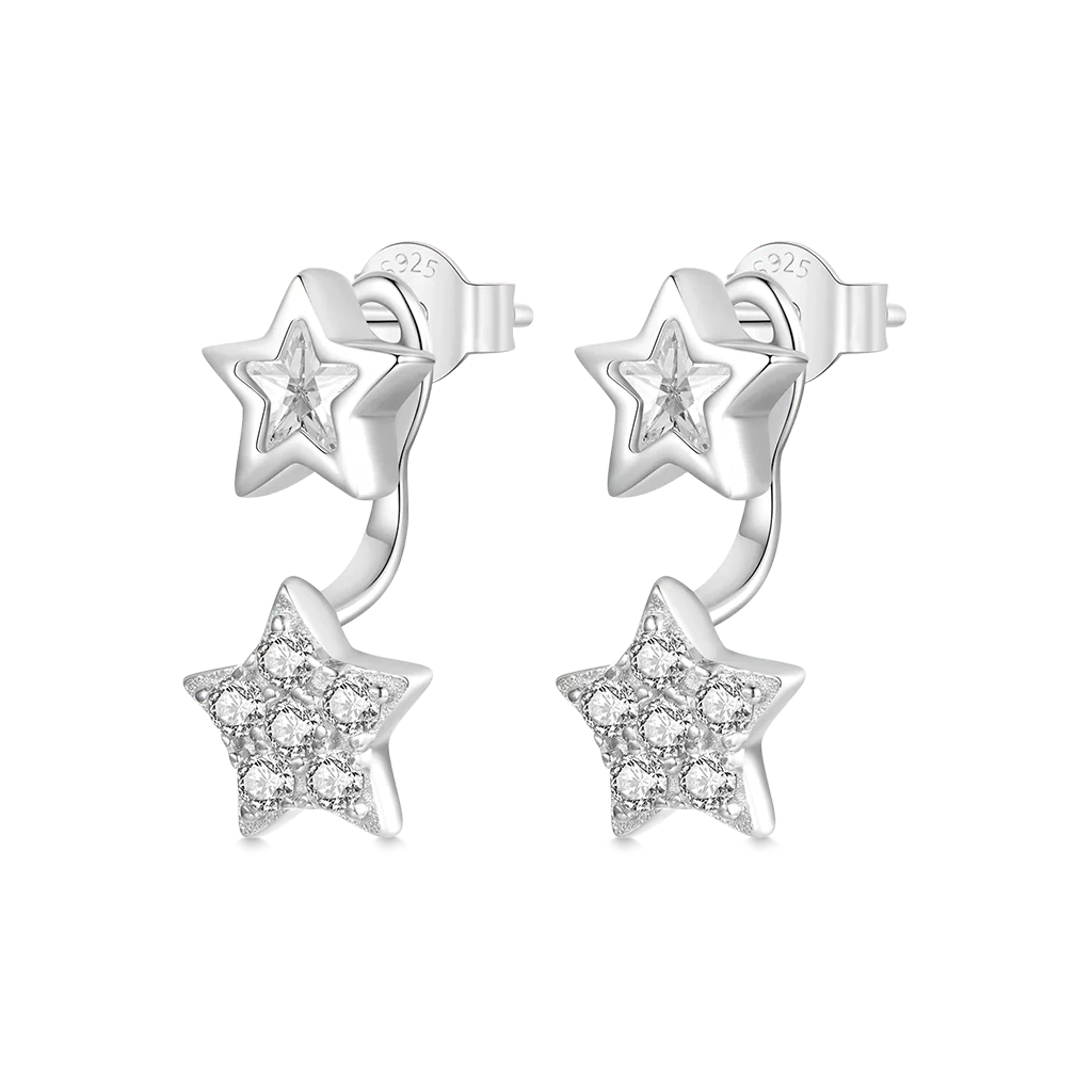 Gnoce Star Front Back Stud Earrings