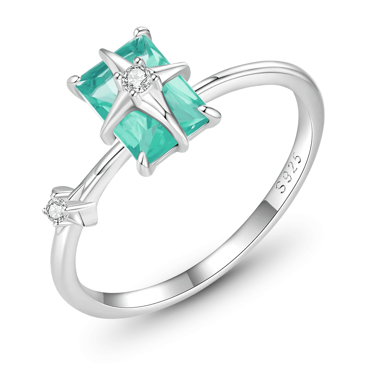 Gnoce Starburst Green Crystal Solitaire Ring - Image 4