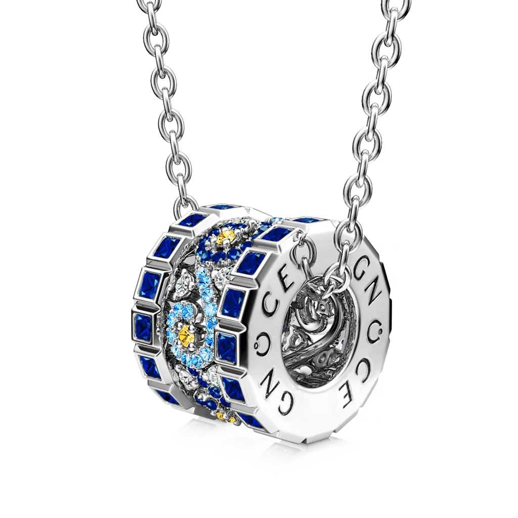 Gnoce Starry Night Drum Necklace Platinum-plated Silver Blend