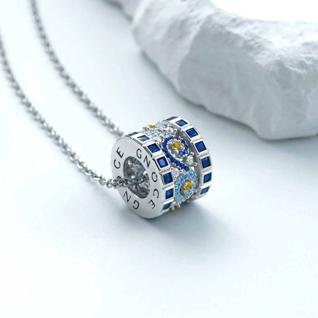 Gnoce Starry Night Drum Necklace Platinum-plated Silver Blend - Image 3
