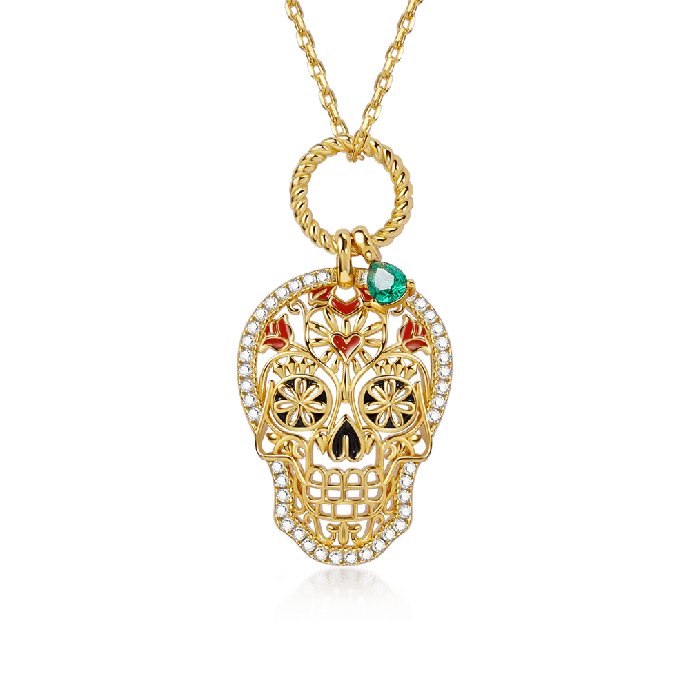Gnoce Sugar Skull Twisted Rope Necklace Platinum-plated Silver Blend