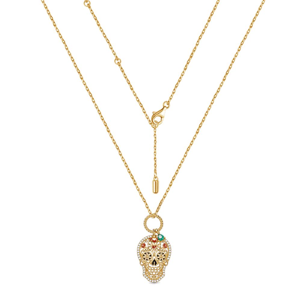 Gnoce Sugar Skull Twisted Rope Necklace Platinum-plated Silver Blend - Image 2